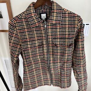 River Island Mens Full-Zip Jacket Herringbone Red Black Size XS